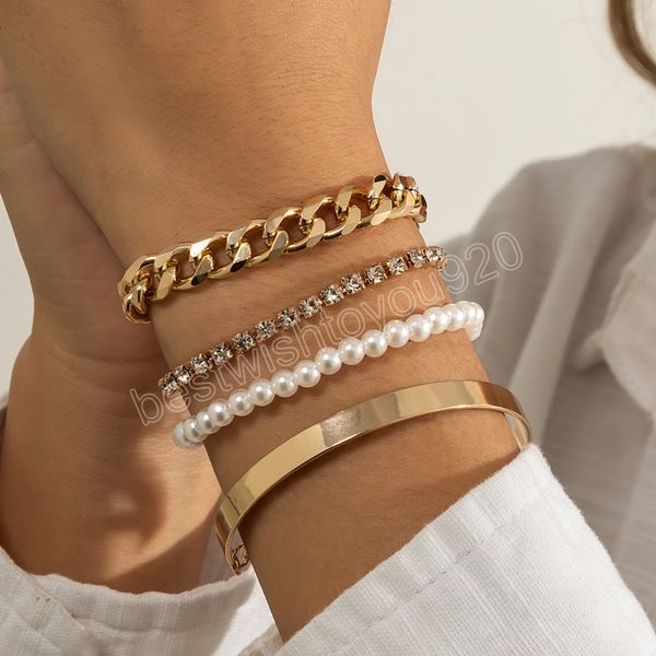boho pearl beaded thick bracelet combination women's simple shiny crystal cuffed bracelets set girl jewelry, Golden;silver
boho pearl beaded thick bracelet combination women's simple shiny crystal cuffed bracelets set girl jewelry, Golden;silver
