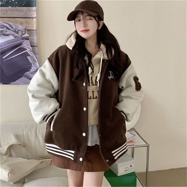 autumn winter oversized warm bomber jackets women letter print embroidery varsity baseball jacket vintage loose streetwear coats 220813, Black;brown
autumn winter oversized warm bomber jackets women letter print embroidery varsity baseball jacket vintage loose streetwear coats 220813, Black;brown