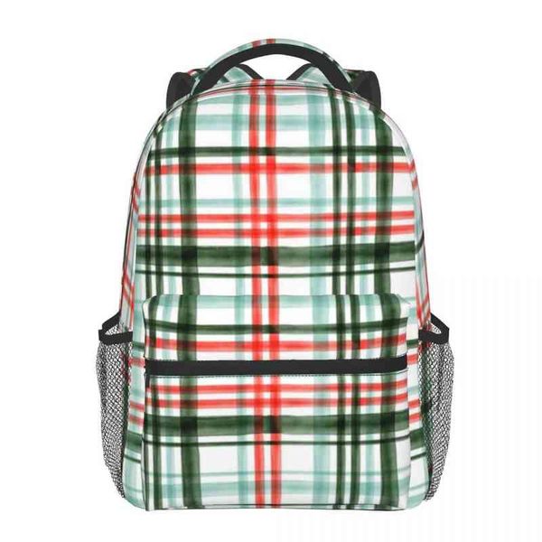 men women christmas watercolor plaid mint backpack teenage lapschool bags large capacity rucksack aa220316
men women christmas watercolor plaid mint backpack teenage lapschool bags large capacity rucksack aa220316