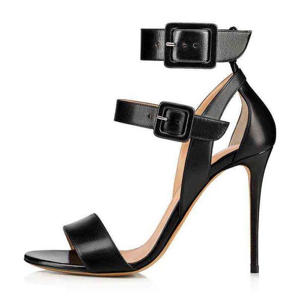 women's large open toe metal buckle high-heeled sandals, Black
women's large open toe metal buckle high-heeled sandals, Black