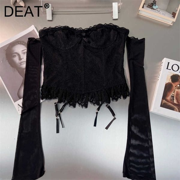 deat women black lace ruffles t-shirt solid color slash collar long sleeve fashion temperament spring summer 11d1004 210709, White
deat women black lace ruffles t-shirt solid color slash collar long sleeve fashion temperament spring summer 11d1004 210709, White