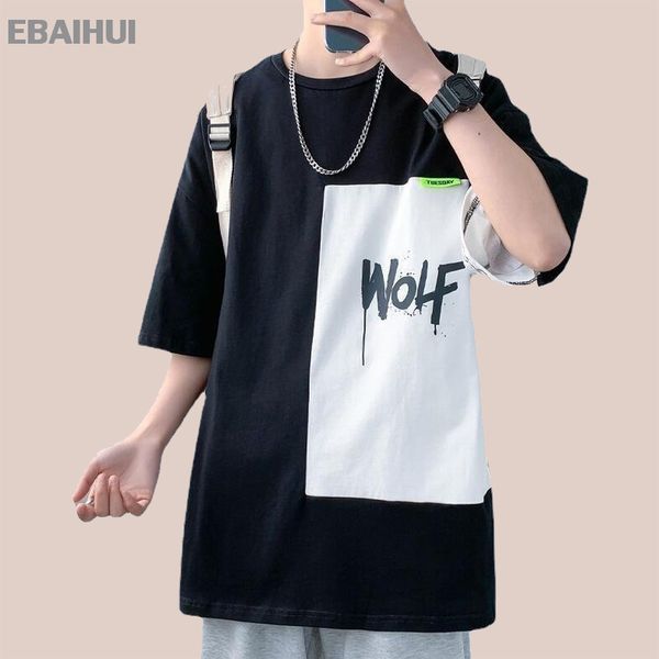 ebaihui men's t-shirt cotton stitching printing short-sleeved male loose fashion round neck casual couple customization, White;black
ebaihui men's t-shirt cotton stitching printing short-sleeved male loose fashion round neck casual couple customization, White;black