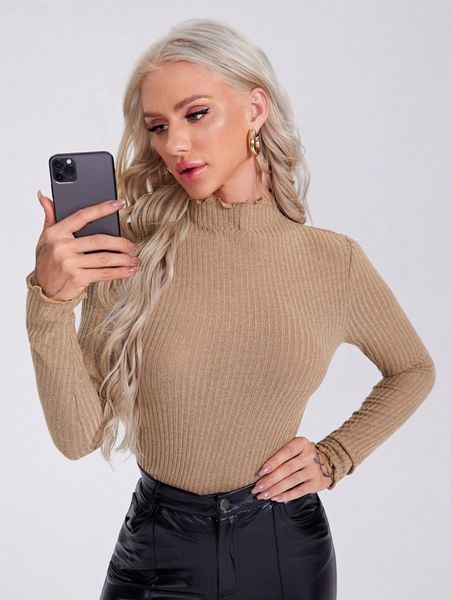 lettuce trim rib-knit form fitted tee t8zu#, White
lettuce trim rib-knit form fitted tee t8zu#, White