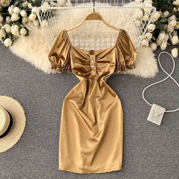 casual dresses square neck bubble short sleeve satin dress women's slim figure in summer a-line skirt with buttocks lpfu, Black;gray
casual dresses square neck bubble short sleeve satin dress women's slim figure in summer a-line skirt with buttocks lpfu, Black;gray
