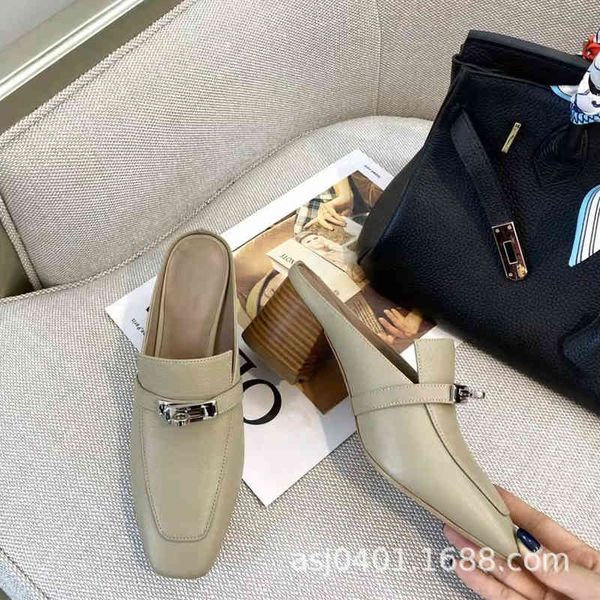 family sandals h baotou half slippers kelly button flat bottom color matching women's casual muller cowhide nbx1, Black
family sandals h baotou half slippers kelly button flat bottom color matching women's casual muller cowhide nbx1, Black