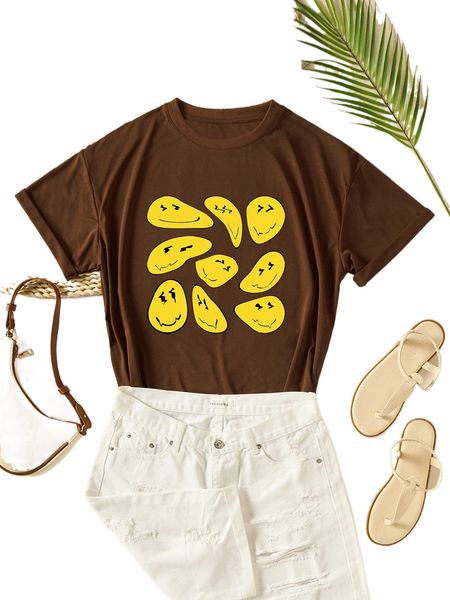 expression print round neck tee n1li#, White