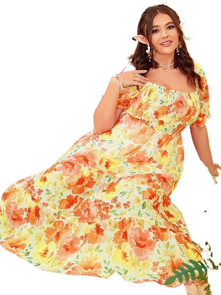 plus size dresses plus allover floral print shirred ruffle hem dress o9su#, Black
plus size dresses plus allover floral print shirred ruffle hem dress o9su#, Black