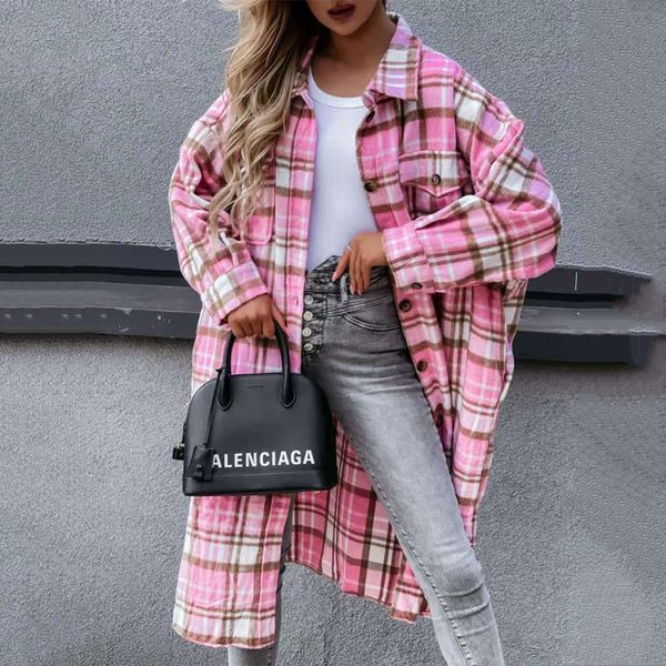autumn women long cardiagn shirt fashion turn down collar long sleeve plaid bouse coat single breasted oversized streetwear, White
autumn women long cardiagn shirt fashion turn down collar long sleeve plaid bouse coat single breasted oversized streetwear, White
