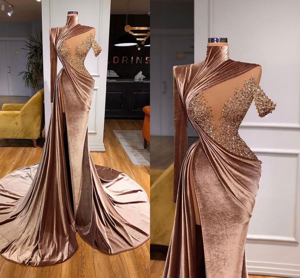 new 2022 elegant velvet mermaid prom dresses long sleeves cap sleeves sequins side split women pageant evening dressing gowns, Black
new 2022 elegant velvet mermaid prom dresses long sleeves cap sleeves sequins side split women pageant evening dressing gowns, Black