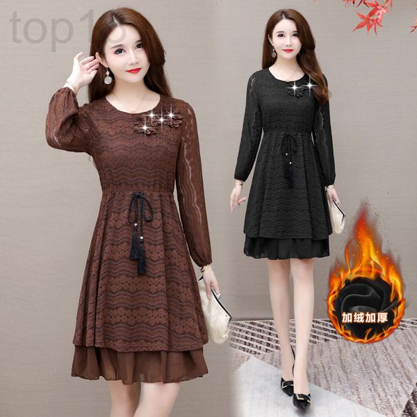 casual dresses designer autumn and winter thickened lace dress 2021 new long sleeve large size women's fat mm foreign style age reducin, Black;gray
casual dresses designer autumn and winter thickened lace dress 2021 new long sleeve large size women's fat mm foreign style age reducin, Black;gray