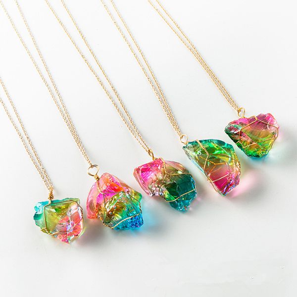rainbow stone pendant necklace irregular quartz stone crystal gemstone necklaces clothes chain for women, Silver
rainbow stone pendant necklace irregular quartz stone crystal gemstone necklaces clothes chain for women, Silver