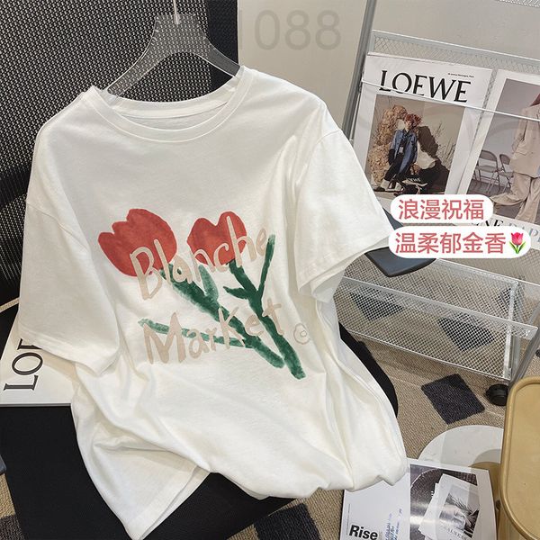 women's t-shirt designer flower print short sleeve t-shirt women's 2022 new design sense of minority loose half chic upper clothes, White
women's t-shirt designer flower print short sleeve t-shirt women's 2022 new design sense of minority loose half chic upper clothes, White