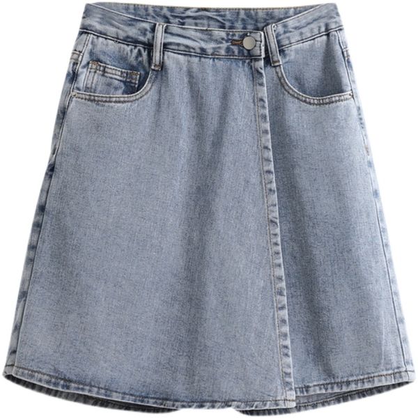 high waist denim shorts skirts women zipper fly summer fashion light blue loose a-line casual culotte 220427, White;black
high waist denim shorts skirts women zipper fly summer fashion light blue loose a-line casual culotte 220427, White;black