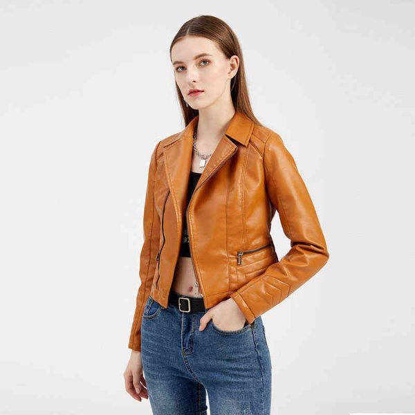 spring fashion women clothes washed pu leather jacket woman slim short motorcycle outwear turn-down collar female coat wf277 l220728, Black
spring fashion women clothes washed pu leather jacket woman slim short motorcycle outwear turn-down collar female coat wf277 l220728, Black