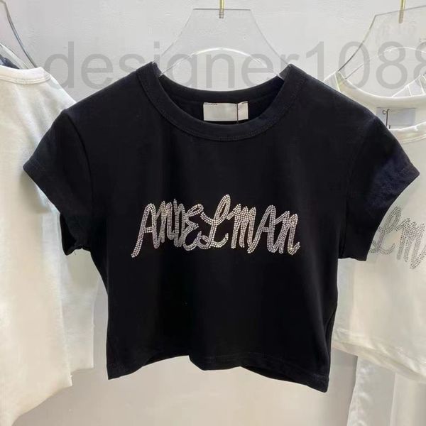 women's t-shirt designer 22 summer new heavy industry drill letter ultra short slim sleeve t-shirt n0vs, White
women's t-shirt designer 22 summer new heavy industry drill letter ultra short slim sleeve t-shirt n0vs, White