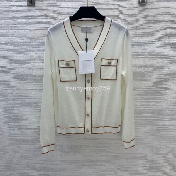 women's knits & tees autumn and winter 21 100% meinu wool shirt with diamond 5-button contrast color binding v-neck knitted cardigan sm, White
women's knits & tees autumn and winter 21 100% meinu wool shirt with diamond 5-button contrast color binding v-neck knitted cardigan sm, White