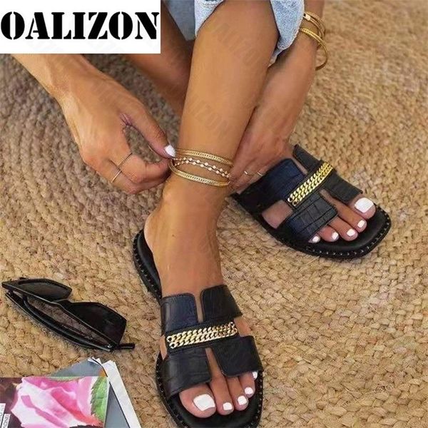 classic women flat flip flops double chain sandal shoe lady flats slippers sandals shoes woman 220628, Black 
classic women flat flip flops double chain sandal shoe lady flats slippers sandals shoes woman 220628, Black