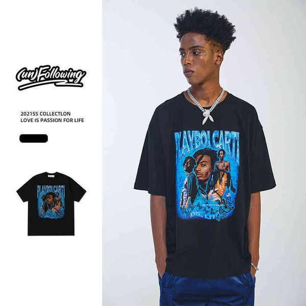 high street black new t-shirt hip hop rap portrait print round neck loose style fashion brand summer, White;black
high street black new t-shirt hip hop rap portrait print round neck loose style fashion brand summer, White;black