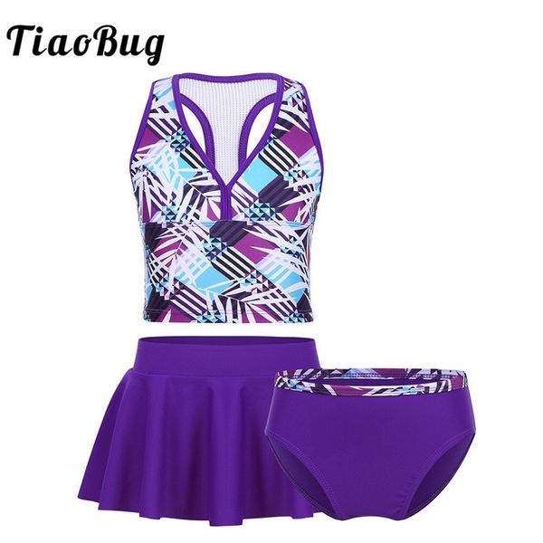 tiaobug kids teens purple tankini swimsuit girls swimwear bathing suit plaid crop with bottoms skirt children bikini set 220530, Blue
tiaobug kids teens purple tankini swimsuit girls swimwear bathing suit plaid crop with bottoms skirt children bikini set 220530, Blue