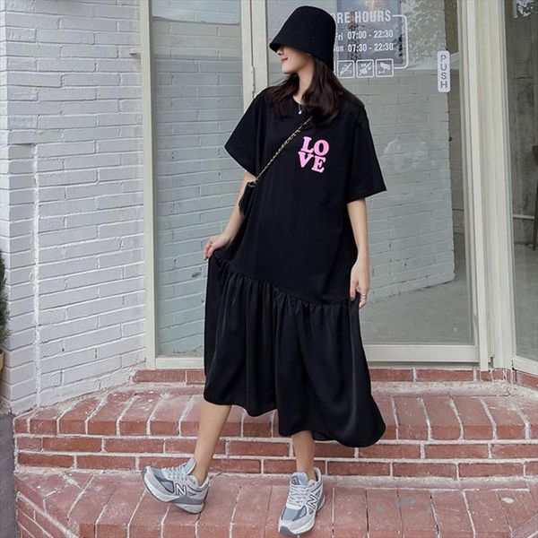 summer korea short sleeve woman dress vestidos robe elbise loose patchwork hem long dresses, Black;gray
summer korea short sleeve woman dress vestidos robe elbise loose patchwork hem long dresses, Black;gray