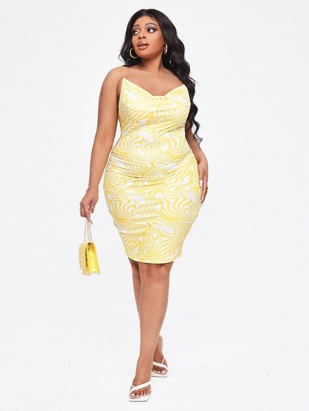 sxy plus allover print draped collar bodycon dress q0zz#, Black 
sxy plus allover print draped collar bodycon dress q0zz#, Black