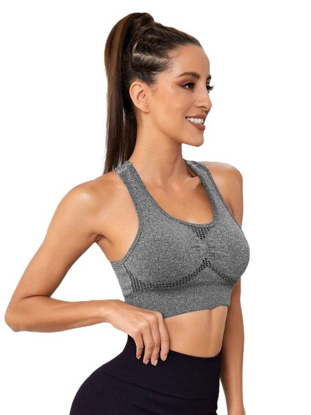 high support seamless sports bra m1we#, Gray