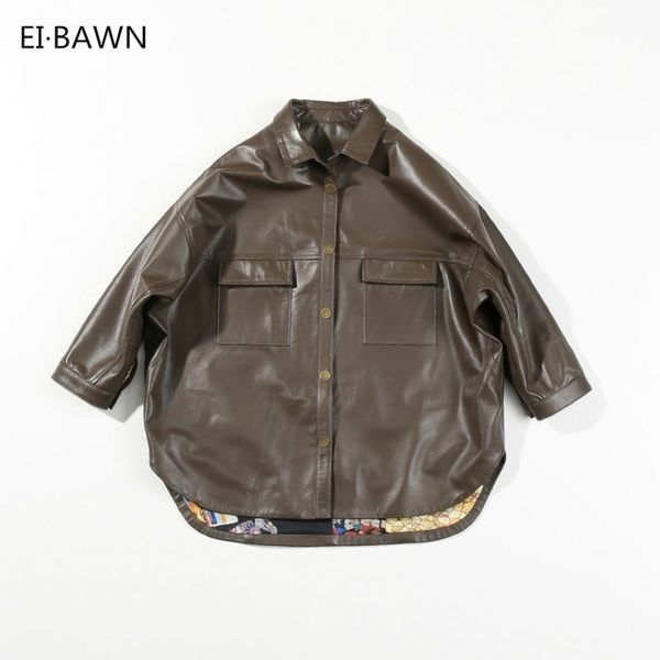 leather jacket genuine sheepskin autumn women fashion clothes ladies clothing streetwear oversized ladies jackets and coats y201012, Black;brown
leather jacket genuine sheepskin autumn women fashion clothes ladies clothing streetwear oversized ladies jackets and coats y201012, Black;brown