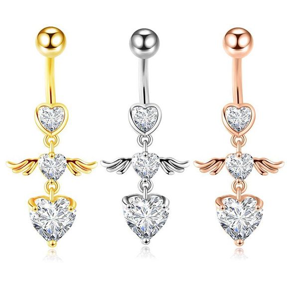 women fashion piercing crystal heart wing belly navel ring dangle personality body jewelry accessories, Silver
women fashion piercing crystal heart wing belly navel ring dangle personality body jewelry accessories, Silver