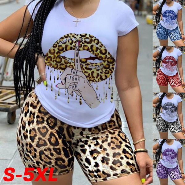 women's tracksuits 2022 plus size 5xl two piece set for women tracksuit lips short sleeve leopard shorts sweat suit 2 pcs outfits match, Black
women's tracksuits 2022 plus size 5xl two piece set for women tracksuit lips short sleeve leopard shorts sweat suit 2 pcs outfits match, Black
