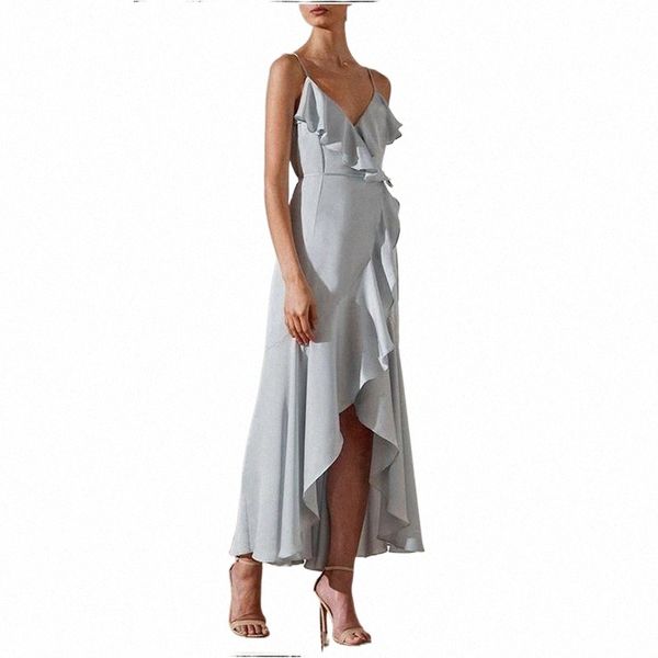 v neck silky ankle length dress spaghetti strap backless irregular ruffles solid tie waist casual wrap custom dresses y4f4#, Black;gray
v neck silky ankle length dress spaghetti strap backless irregular ruffles solid tie waist casual wrap custom dresses y4f4#, Black;gray