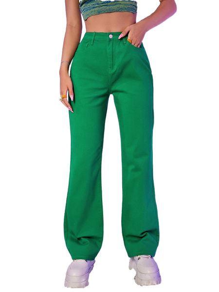high waist solid jeans n3kc#, Blue