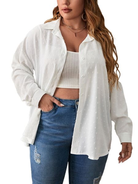 plus swiss dot drop shoulder shirt h6sw#, Black
plus swiss dot drop shoulder shirt h6sw#, Black