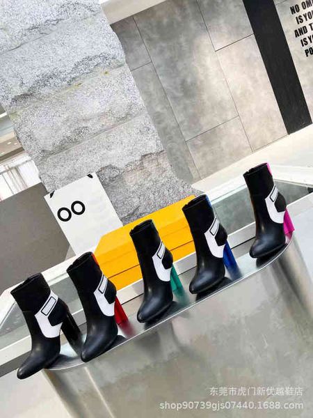 sandals leather thick high-heeled leather women's boots high tube knee short, Black
sandals leather thick high-heeled leather women's boots high tube knee short, Black