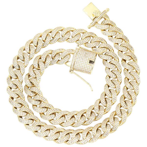 15mm 18k gold plated zircon necklace european and american street hip hop jewelry diamond cuban necklace, Silver
15mm 18k gold plated zircon necklace european and american street hip hop jewelry diamond cuban necklace, Silver