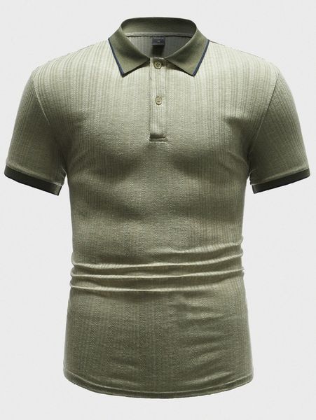 men ribbed knit solid polo shirt y31g#, White;black 
men ribbed knit solid polo shirt y31g#, White;black