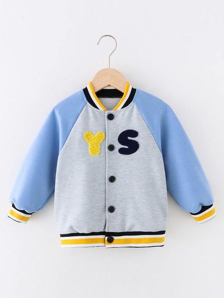 toddler boys letter patched striped trim raglan sleeve bomber jacket she, Blue;gray
toddler boys letter patched striped trim raglan sleeve bomber jacket she, Blue;gray