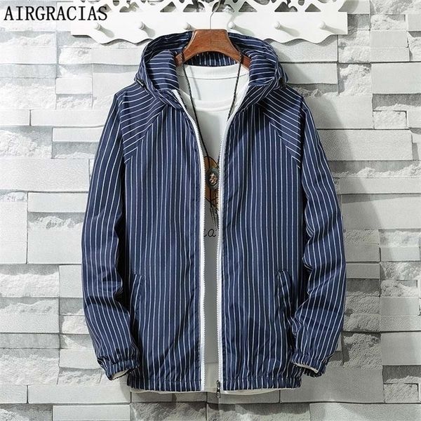 airgracias autumn new mens bomber hooded jacket male casual streetwear striped jacket men coat clothing size s4xl t200603, Black;brown
airgracias autumn new mens bomber hooded jacket male casual streetwear striped jacket men coat clothing size s4xl t200603, Black;brown