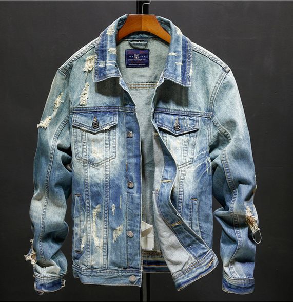 new denim jacket outerwear men fashion hole slim blue jeans jackets for men coat outdoors top, Black;brown
new denim jacket outerwear men fashion hole slim blue jeans jackets for men coat outdoors top, Black;brown