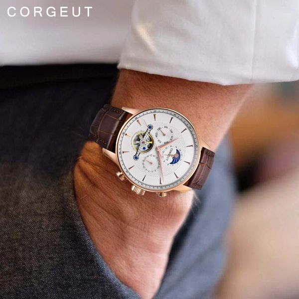 corgeut 44mm fully automatic multifunctional mechanical leisure belt waterproof men's watch pointer calendar phase week, Slivery;brown
corgeut 44mm fully automatic multifunctional mechanical leisure belt waterproof men's watch pointer calendar phase week, Slivery;brown