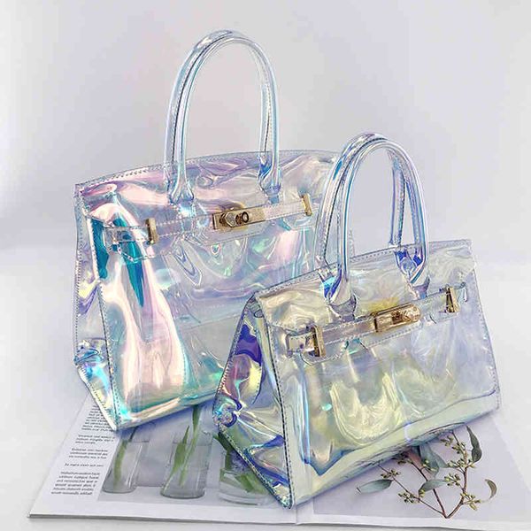 street jelly transparent bag laser mirage beach bag pvc portable one shoulder straddle women s bag 220518
street jelly transparent bag laser mirage beach bag pvc portable one shoulder straddle women s bag 220518