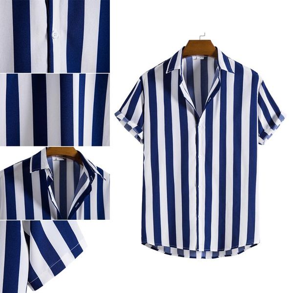 men's casual shirts 2022 summer men fashion business short sleeved shirt print classic striped lapel button top, White;black
men's casual shirts 2022 summer men fashion business short sleeved shirt print classic striped lapel button top, White;black