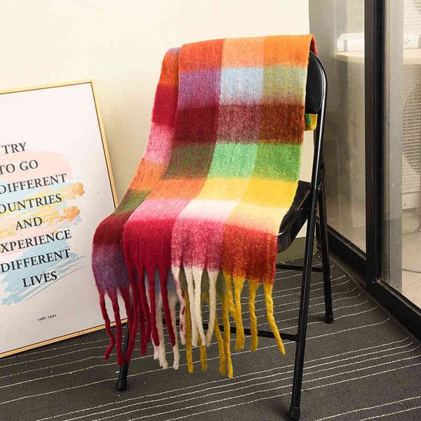 designer scarf autumn and winter double-ided rainbow ac warm tael women' extended lattice bruhed color matching carf wl, Blue;gray
designer scarf autumn and winter double-ided rainbow ac warm tael women' extended lattice bruhed color matching carf wl, Blue;gray