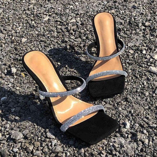 sandals easy women's shoes crystal versatile one line with high heels summer square head large, Black
sandals easy women's shoes crystal versatile one line with high heels summer square head large, Black