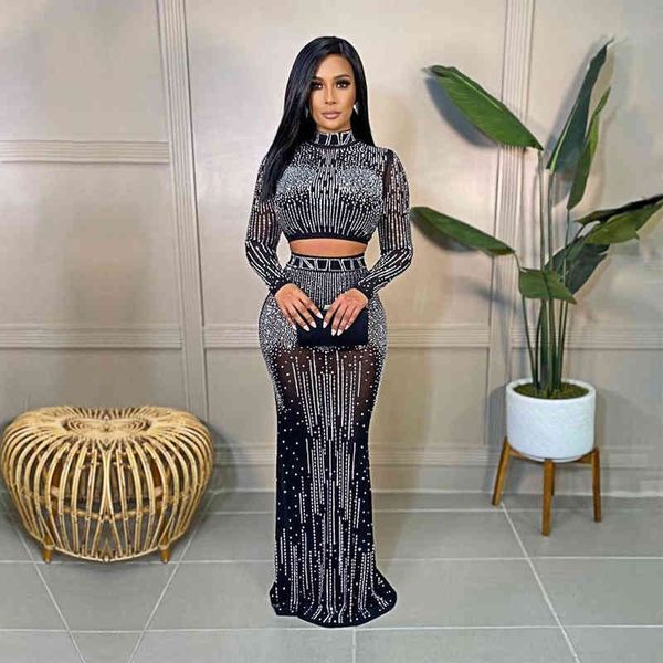 two piece dress 2022 women's evening dress elegant diamond skirt suit women qhlc, White
two piece dress 2022 women's evening dress elegant diamond skirt suit women qhlc, White