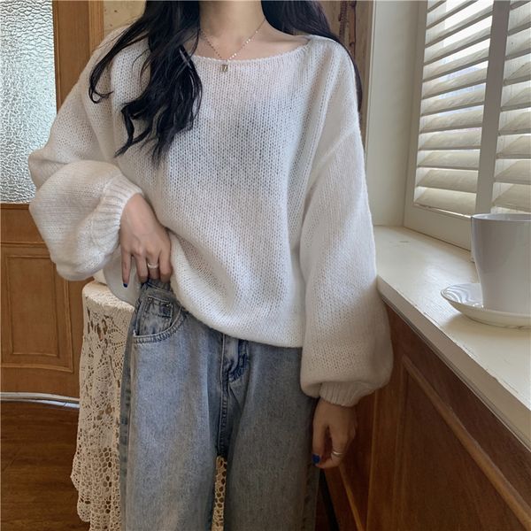 women's sweaters simple chic women lantern sleeve ol loose knitwear white khaki autumn solid color warm casual pulloverswomen's wo, White;black
women's sweaters simple chic women lantern sleeve ol loose knitwear white khaki autumn solid color warm casual pulloverswomen's wo, White;black
