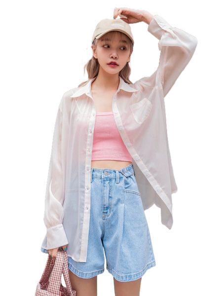 dazy patched pocket drop shoulder blouse without camisole n3ei#, White
dazy patched pocket drop shoulder blouse without camisole n3ei#, White