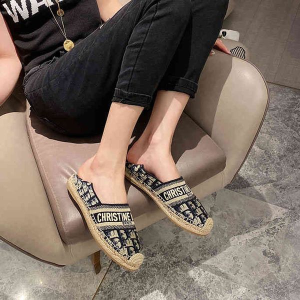 women's thick summer new embroidered woven rope flat bottomed one foot 2022 brand luxury fashion design ladies slippers, Black
women's thick summer new embroidered woven rope flat bottomed one foot 2022 brand luxury fashion design ladies slippers, Black