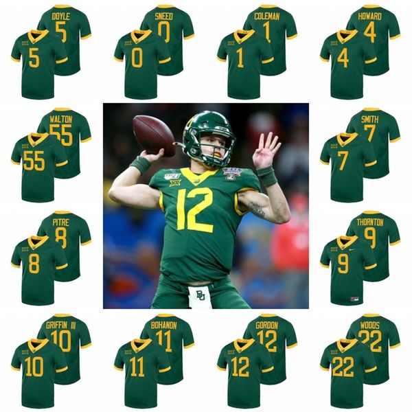 a3740 college baylor bears abram smith tyquan thornton dillon doyle jt woods j.d. walton green v neck tagless collar football jersey, Black
a3740 college baylor bears abram smith tyquan thornton dillon doyle jt woods j.d. walton green v neck tagless collar football jersey, Black