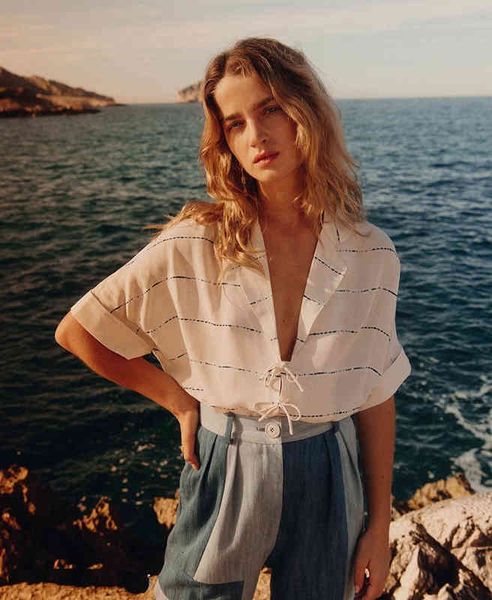women's blouses shirts spring summer french holiday bow tie short sleeve shirt female, White
women's blouses shirts spring summer french holiday bow tie short sleeve shirt female, White
