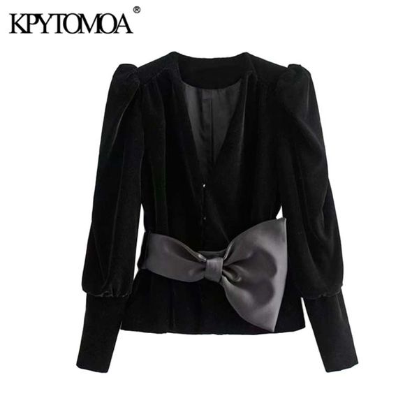 vintage elegant bow tie sashes velvet jacket coat women fashion v neck puff sleeve office wear female outerwear chic y200101, Black;brown
vintage elegant bow tie sashes velvet jacket coat women fashion v neck puff sleeve office wear female outerwear chic y200101, Black;brown